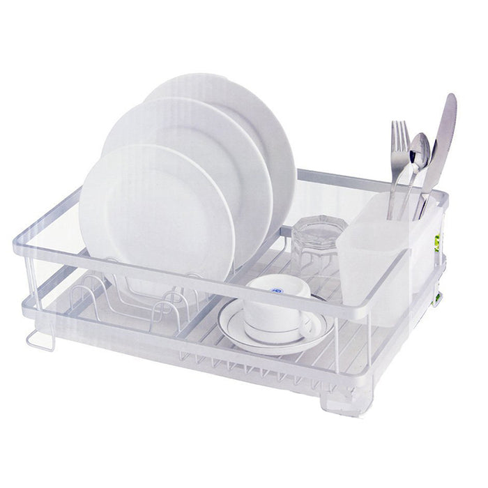 Aluminium Dish Rack Drainer 1/2 Tier Kitchen Plate Drying Cutlery Holder Tray