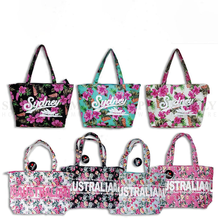 Floral Handbag Tote Canvas Waterproof Shoulder Bag Women Large Capacity Aussie