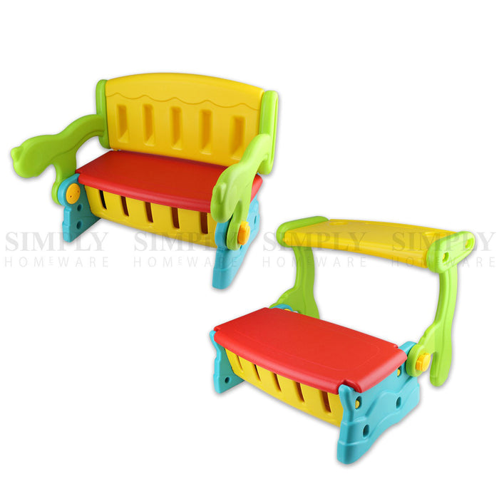 Kids Bench Table 2 In 1 Seat Chair Storage Outdoor Indoor Play Plastic Lounge