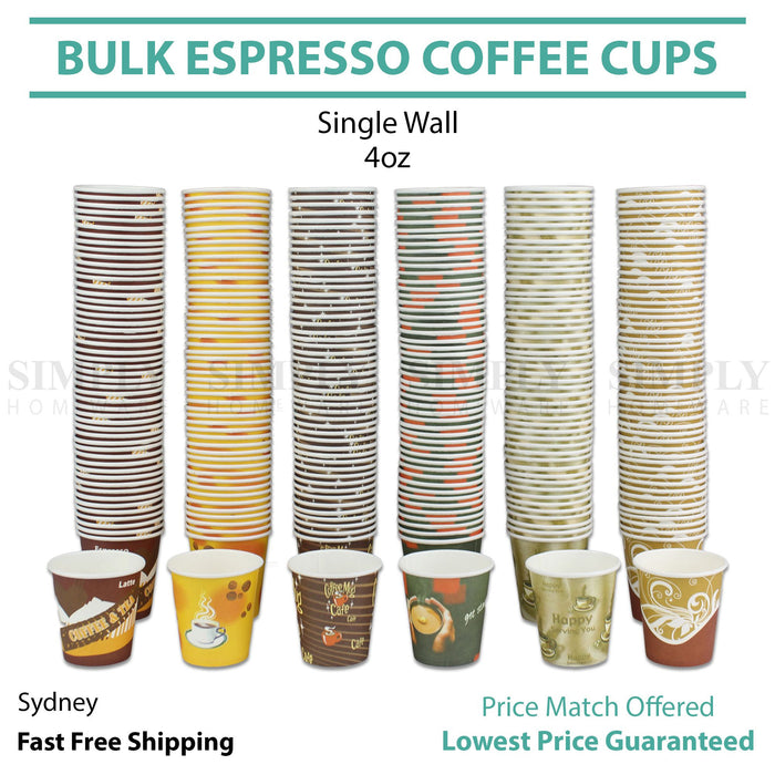 Disposable Coffee Espresso Paper Cup 4oz Shot Expresso Tasting Wall 120ml Bulk - Simply Homeware