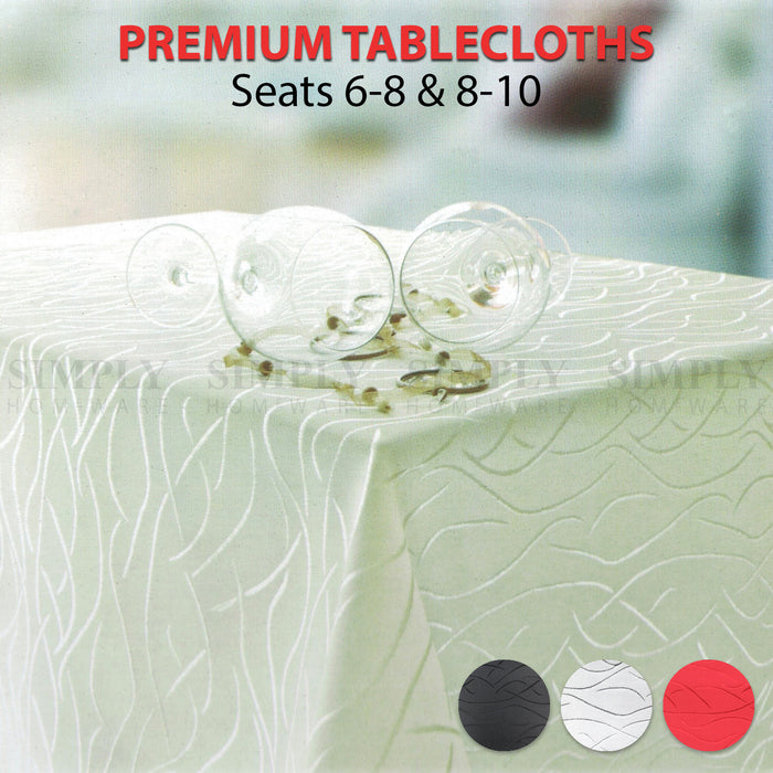 Premium Tablecloth Rectangle Table Cloth White Red Black Silver Large Linen 8 10 - Simply Homeware