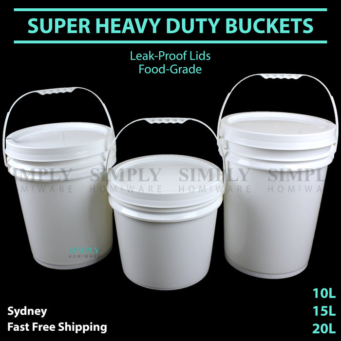 Pail Plastic Bucket with Lid Buckets Food Grade White 5L 10L 15L 20L Handle Bulk