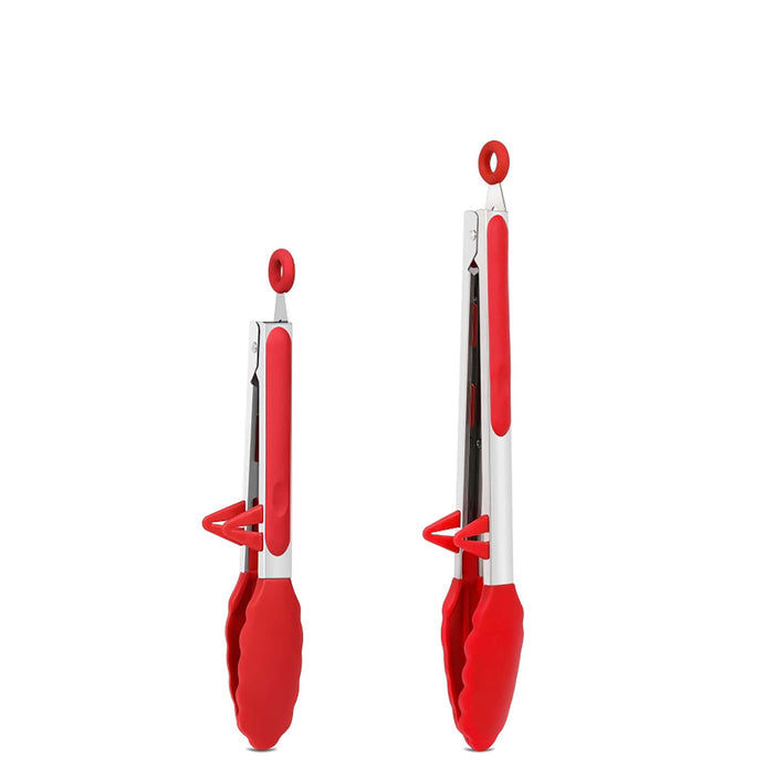 2Pk Lecluse Kitchen Food Silicone Tongs Set Non-Stick Cooking Utensil 9/12inch