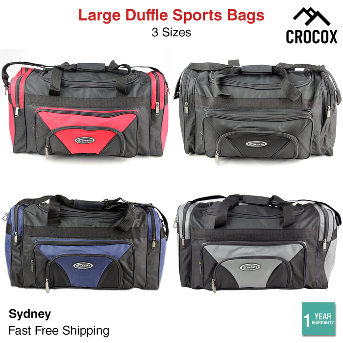 Sports Duffle Bag Canvas Duffel Gym Black Red Blue Grey Small Large Mens Travel