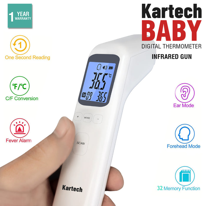 Kartech Baby Thermometer Digital Gun Infrared Probe Forehead Medical Temperature