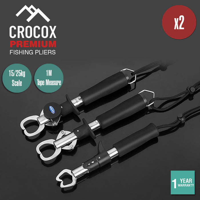 Crocox Fishing Grips Pliers Rod Stainless Steel Lip Tackle Scale Ruler Tape Tool