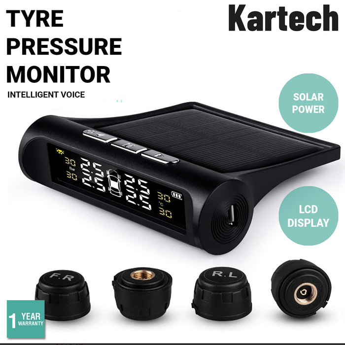 Kartech Solar Tyre Pressure Monitoring System TPMS Car LCD Wireless Sensors