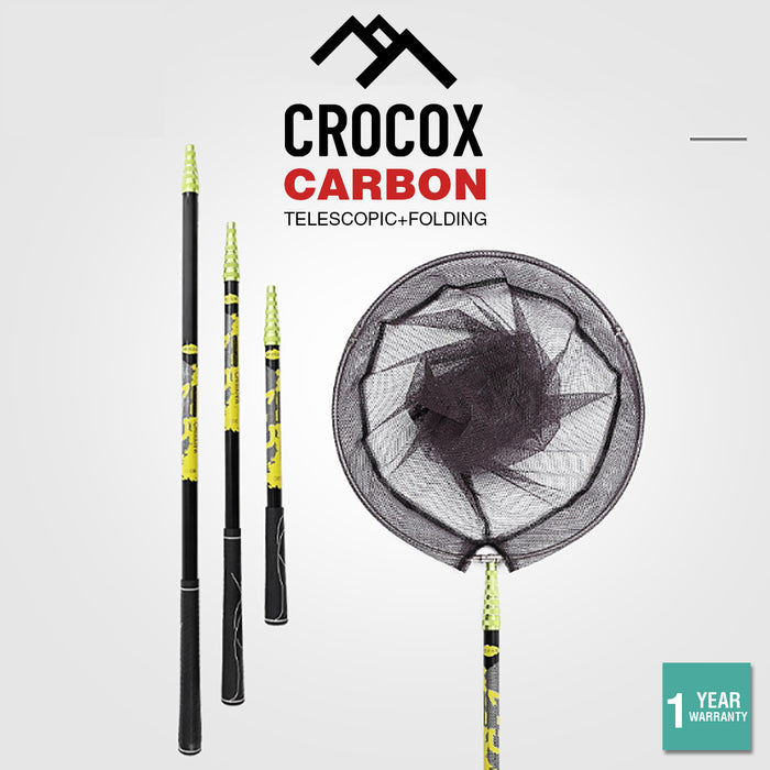 Crocox Fishing Net Telescopic Landing Mesh Carbon Folding Dip Gill Pole Portable