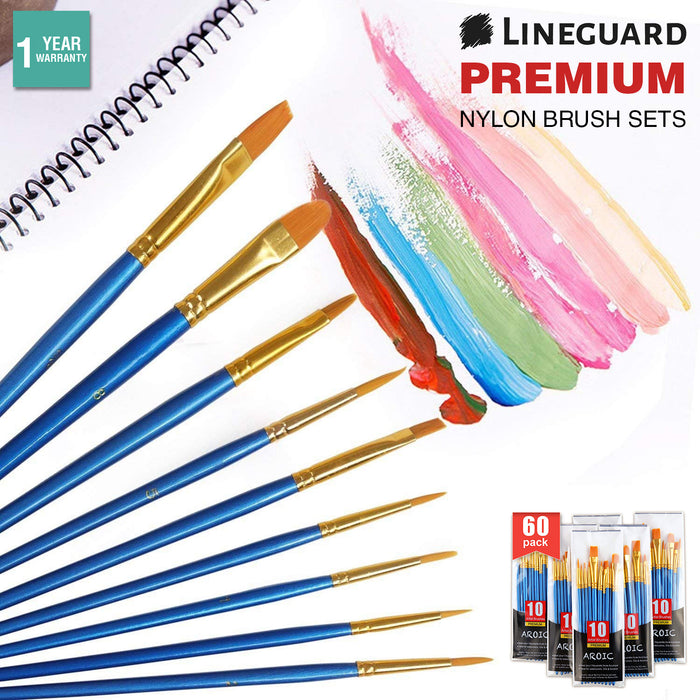 Lineguard Paint Brush Set Acrylic Art Oil Painting Brushes Nylon Bulk Fine Round