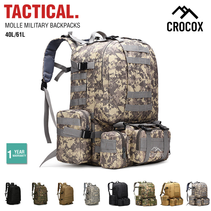 Crocox MOLLE Tactical Backpack Bag Military Pouches Rucksack Canvas Army Hiking