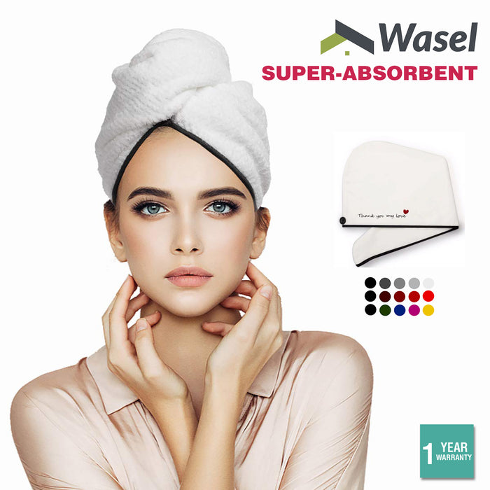 Wasel Fast Drying Hair Cap Microfibre Towel Hat Turban Shower Absorbent Bathing