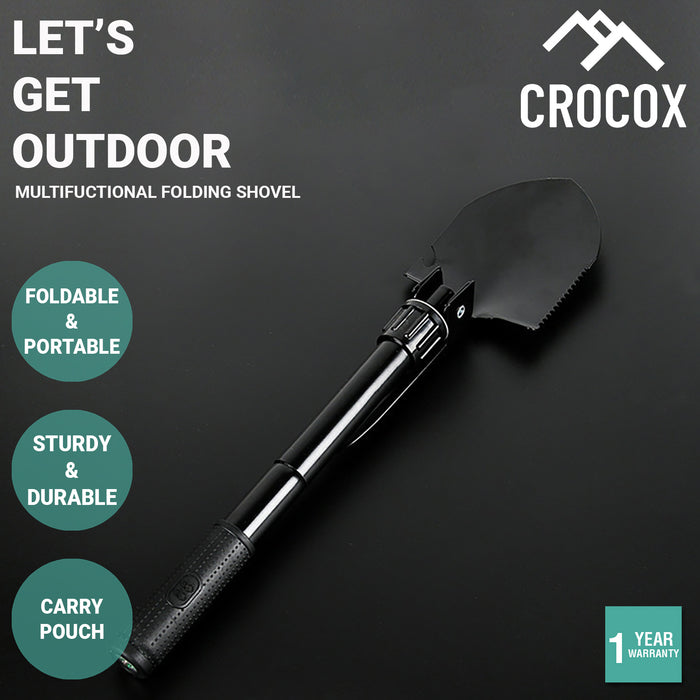 Crocox Folding Shovel Military Portable Tool Garden Spade Outdoor Hiking Pouch