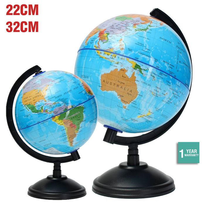 World Globe Map On Stand Large Kids Light Of The Blue Gift Toy Education 22 32cm