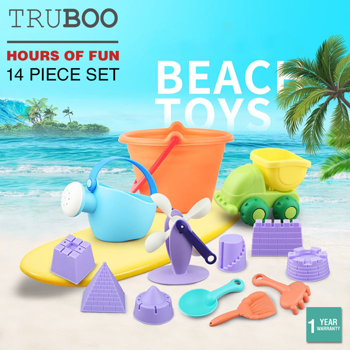 Truboo Kids Beach Toys Sand Water Play Set With Bucket And Mesh Bag Soft Plastic