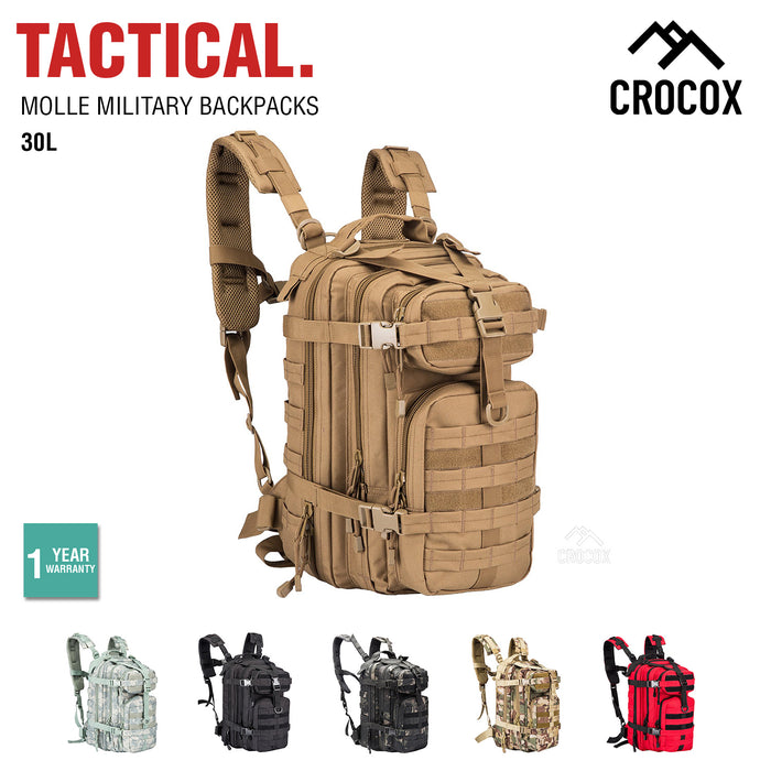 Crocox Military Tactical Backpack Molle Bag Rucksack Canvas Army Pouches Hiking