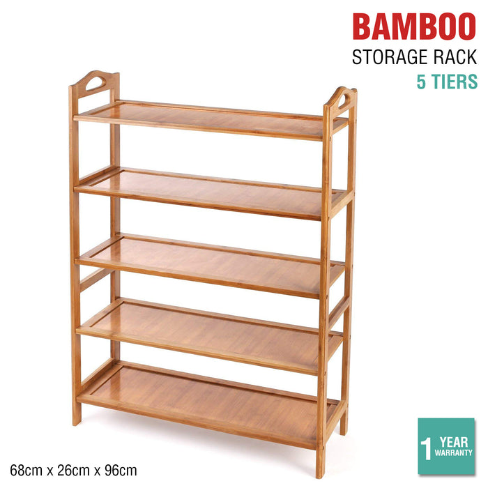 5 Tier Bamboo Bathroom Shelf Shoe Rack Shower Caddy Shelves Organiser Storage