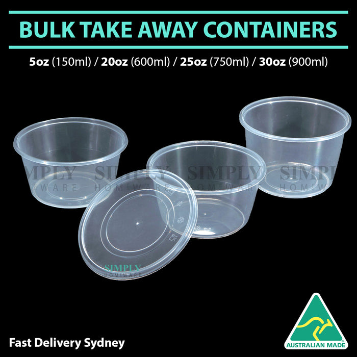 Take Away Containers Takeaway Food Plastic Round Sauce Bulk 5oz 20oz 25oz 30oz