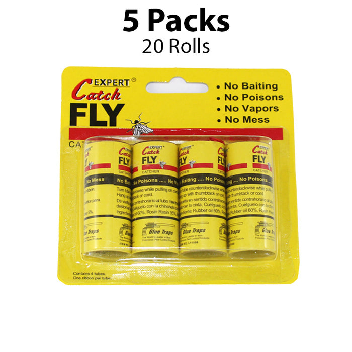 20 Rolls Sticky Fly Trap Paper Yellow Traps Fruit Flies Insect Glue Catcher