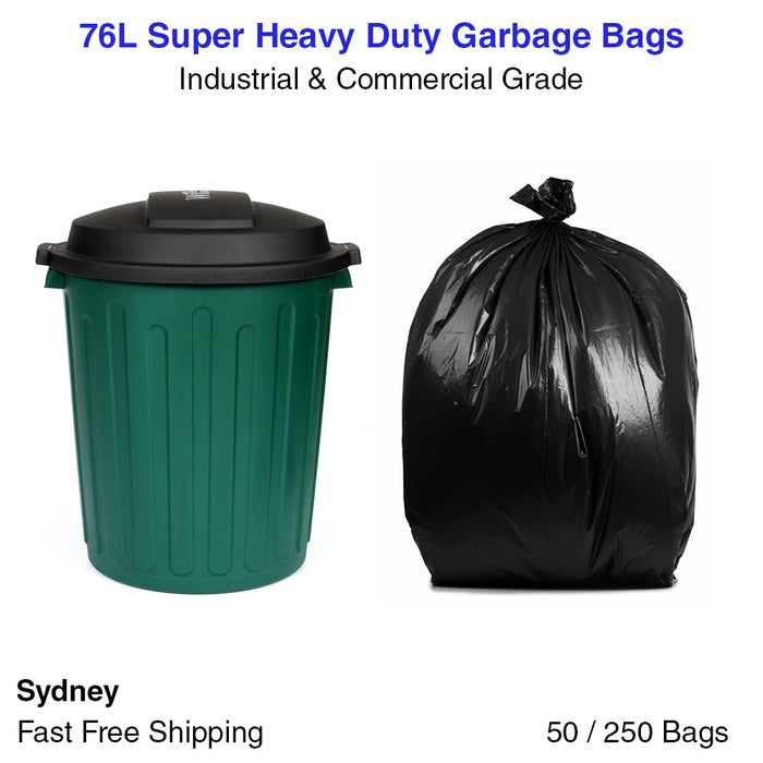 76L Garbage Bags Heavy Duty Kitchen Rubbish Bin Liners Large Plastic Bags Black