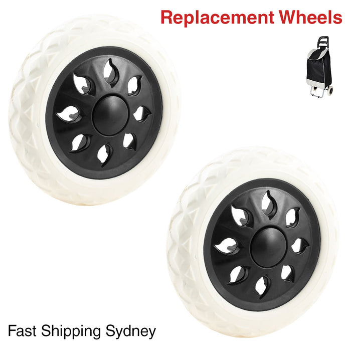 2x Replacement Wheels Shopping Cart Replace Trolley Foldable Luggage Black White