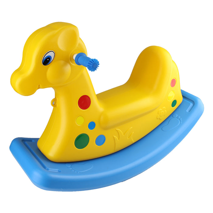 Kids Rocking Horse Ride On Toy Pony Cute Colourful Fun Toddler Baby Plastic Blue