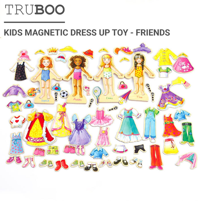 Truboo Kids Magnetic Dress Up Toy Educational Clothing Puzzle Set DIY For Girls