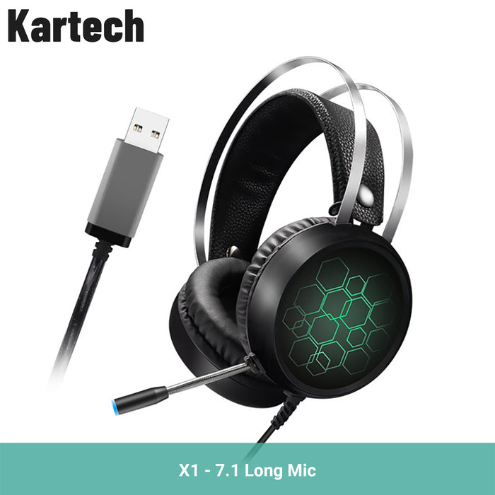 Kartech Gaming Headset Wired Game LED Light Headphones Microphone Noise Cancel
