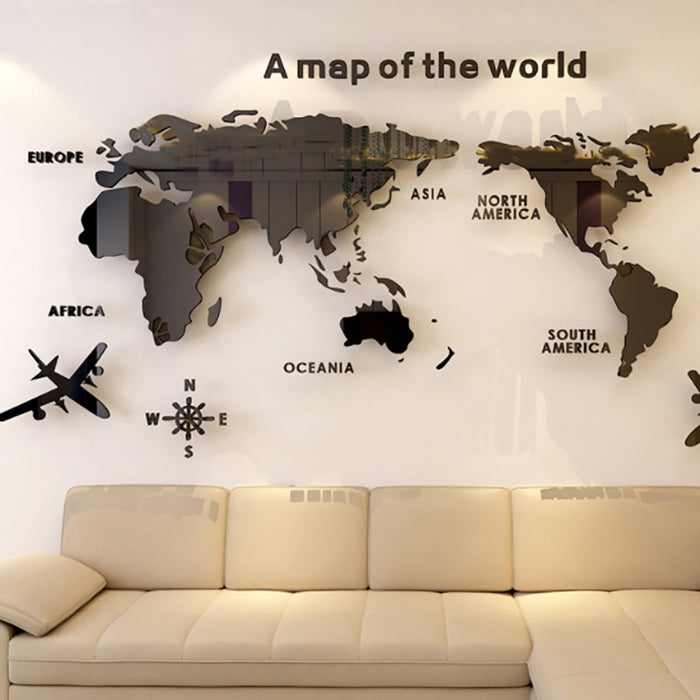 Lecluse 3D Acrylic Wall Sticker World Map Wall Decal Sticker Murals Map Wall Nur