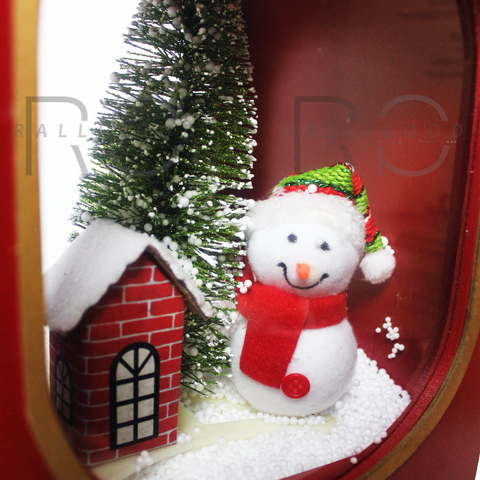 Christmas Train Decoration Indoor Powered Snow Diorama Music Singing LED Lights